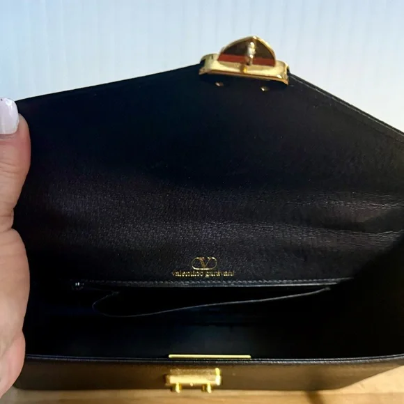 Valentino Garavani Black Leather Crossbody Shoulder Bag